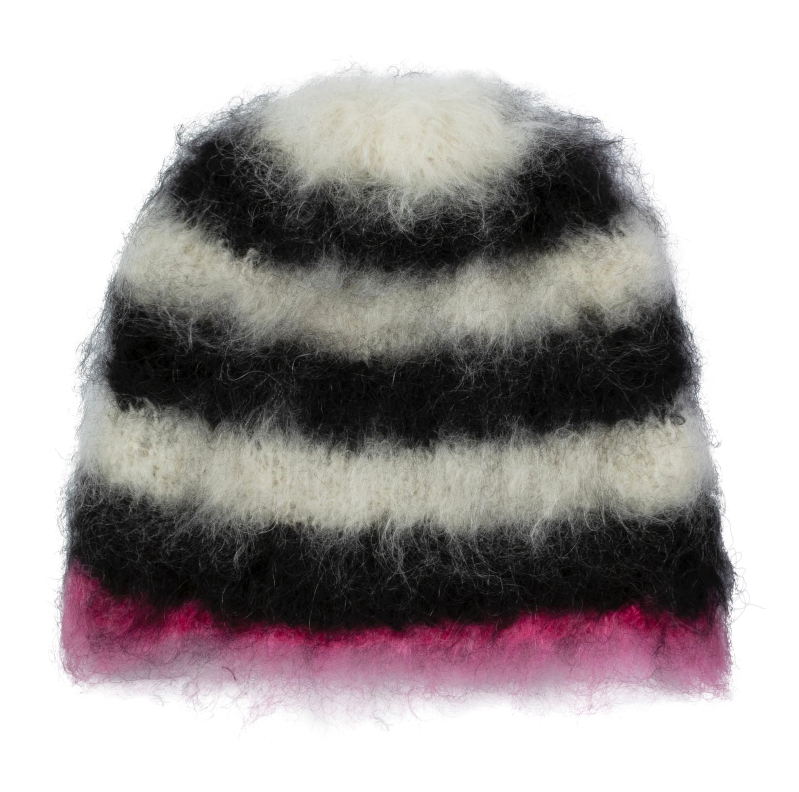 STRIPED MOHAIR BEANIE